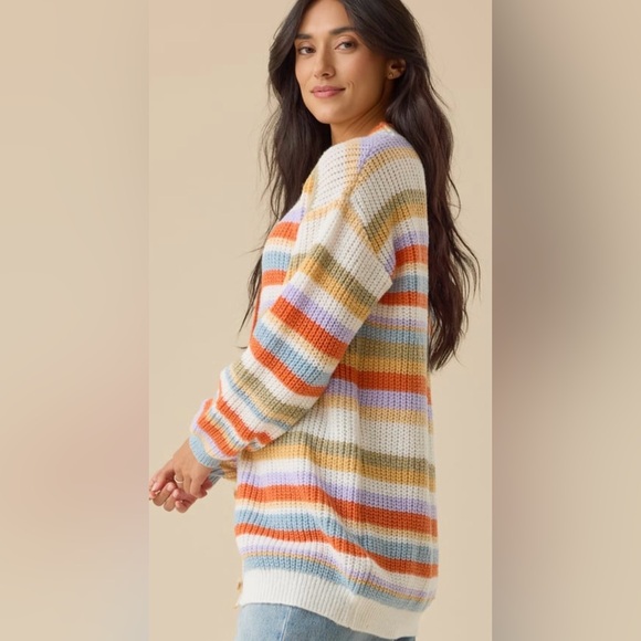 NWT Altar’d State Grace Striped Cardigan Striped Multicolor Women's Sweater - Picture 5 of 5